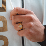 Gold Rose Quartz Signet Ring - Mens Rings | By Twistedpendant