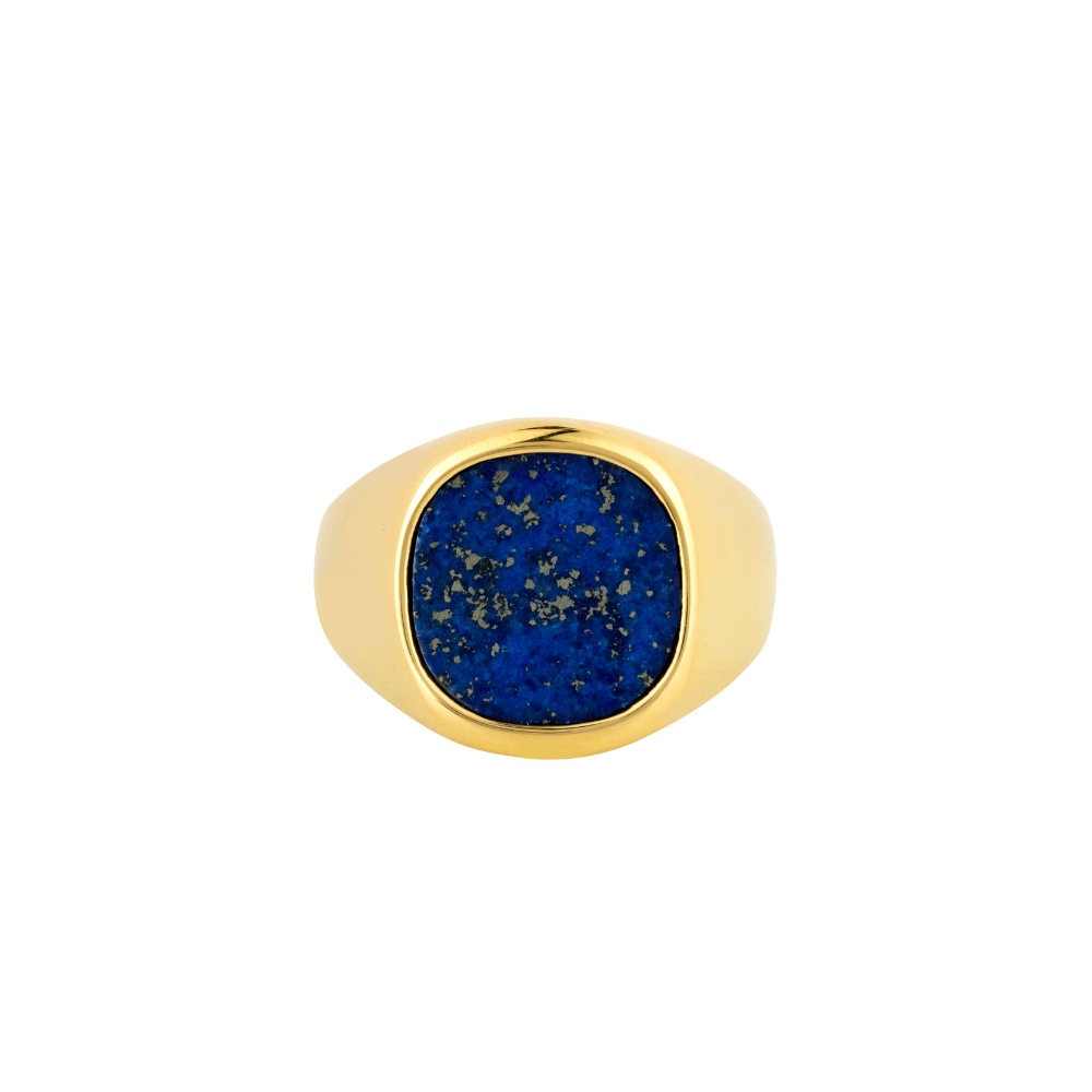 18K Gold Signet Ring, Lapis Lazuli Ring - Mens Ring | By Twistedpendant