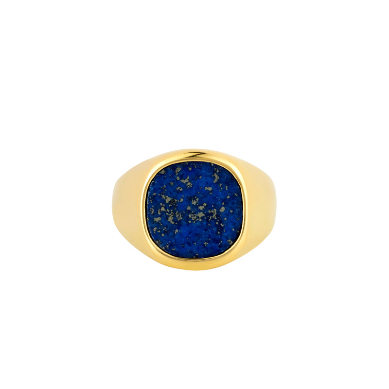 18K Gold Signet Ring, Lapis Lazuli Ring - Mens Ring | By Twistedpendant