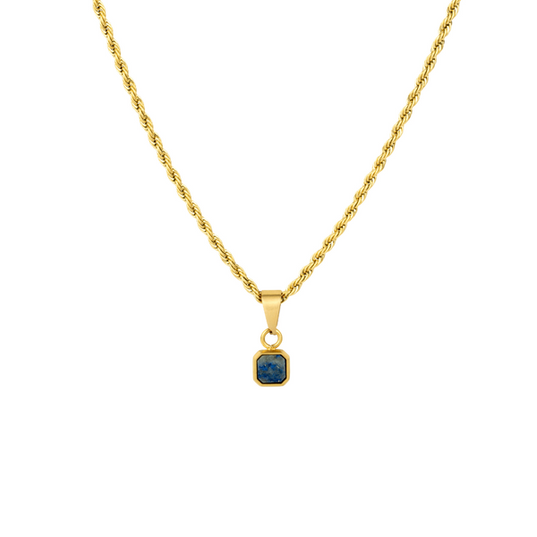 Mini Lapis Lazuli Pendant | Gold Necklace For Men - By Twistedpendant