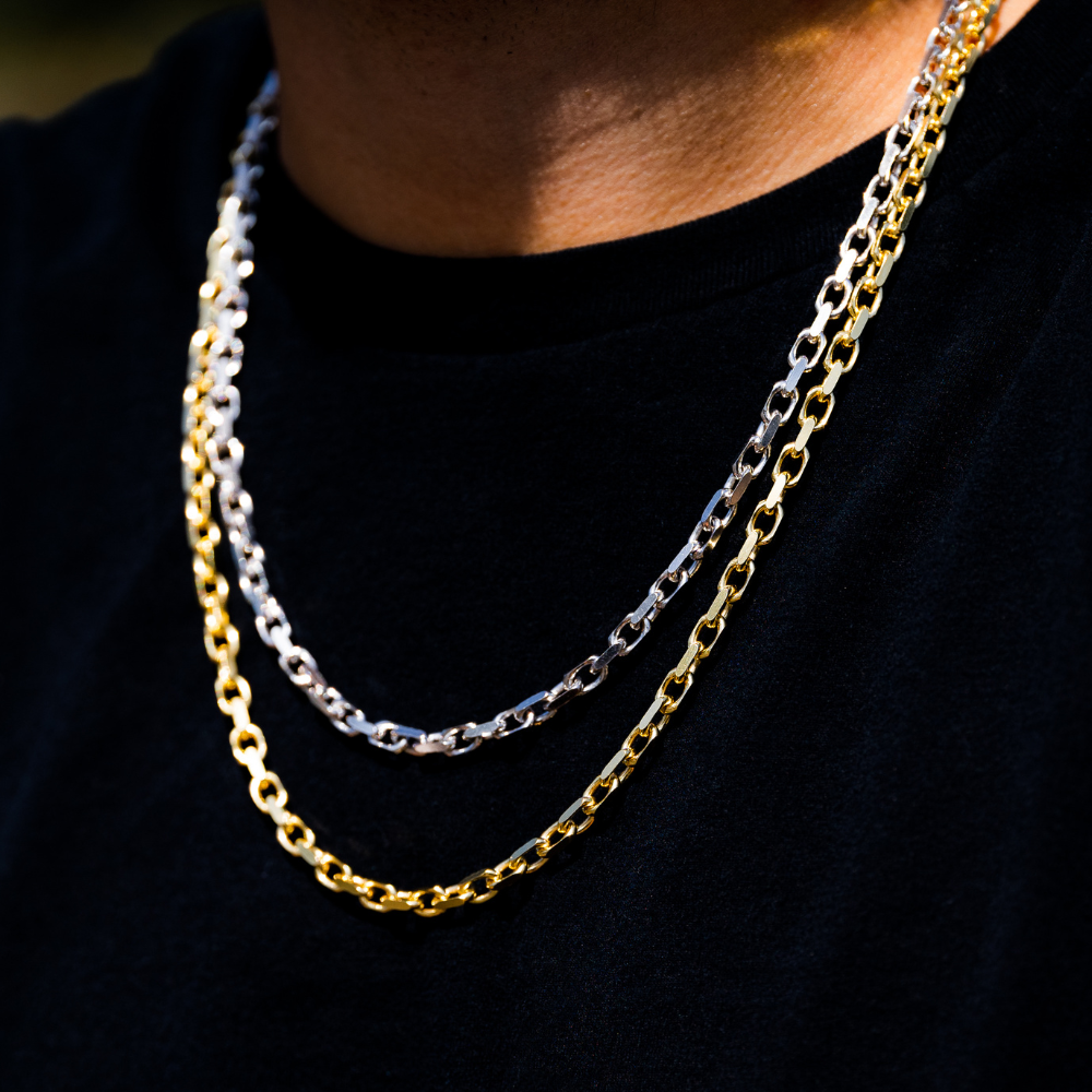 18K Gold Rolo Link Chain Necklace - Mens Necklace Chain By Twistedpendant