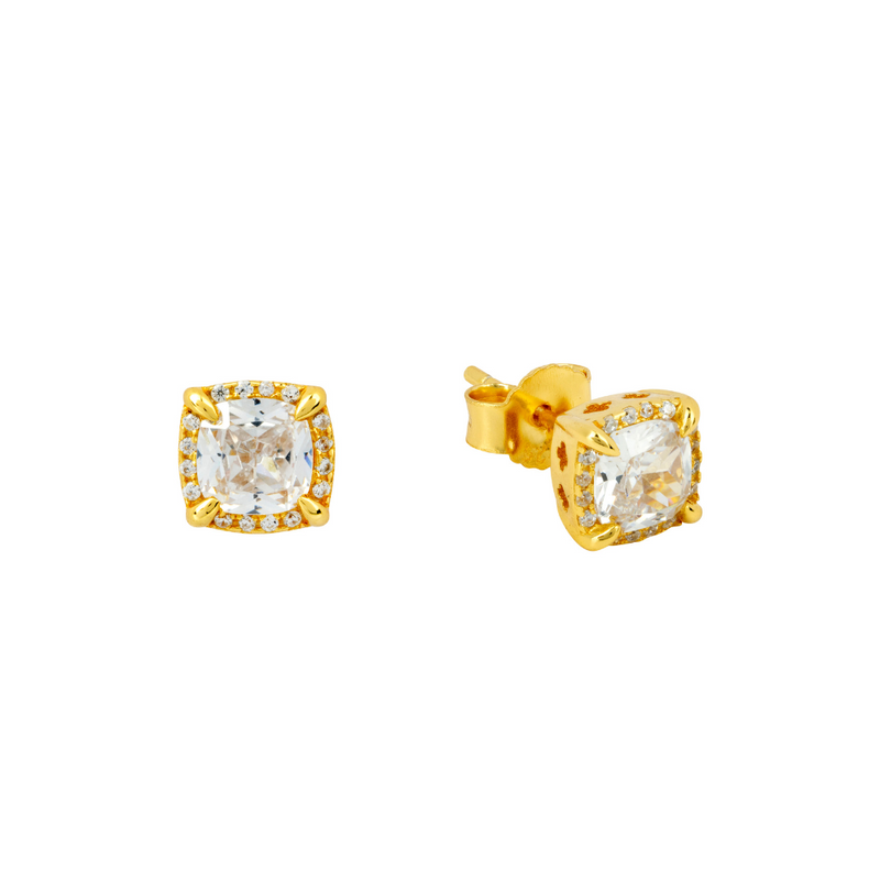 Gold Square Diamond Stud Earrings - Mens Earrings | By Twistedpendant