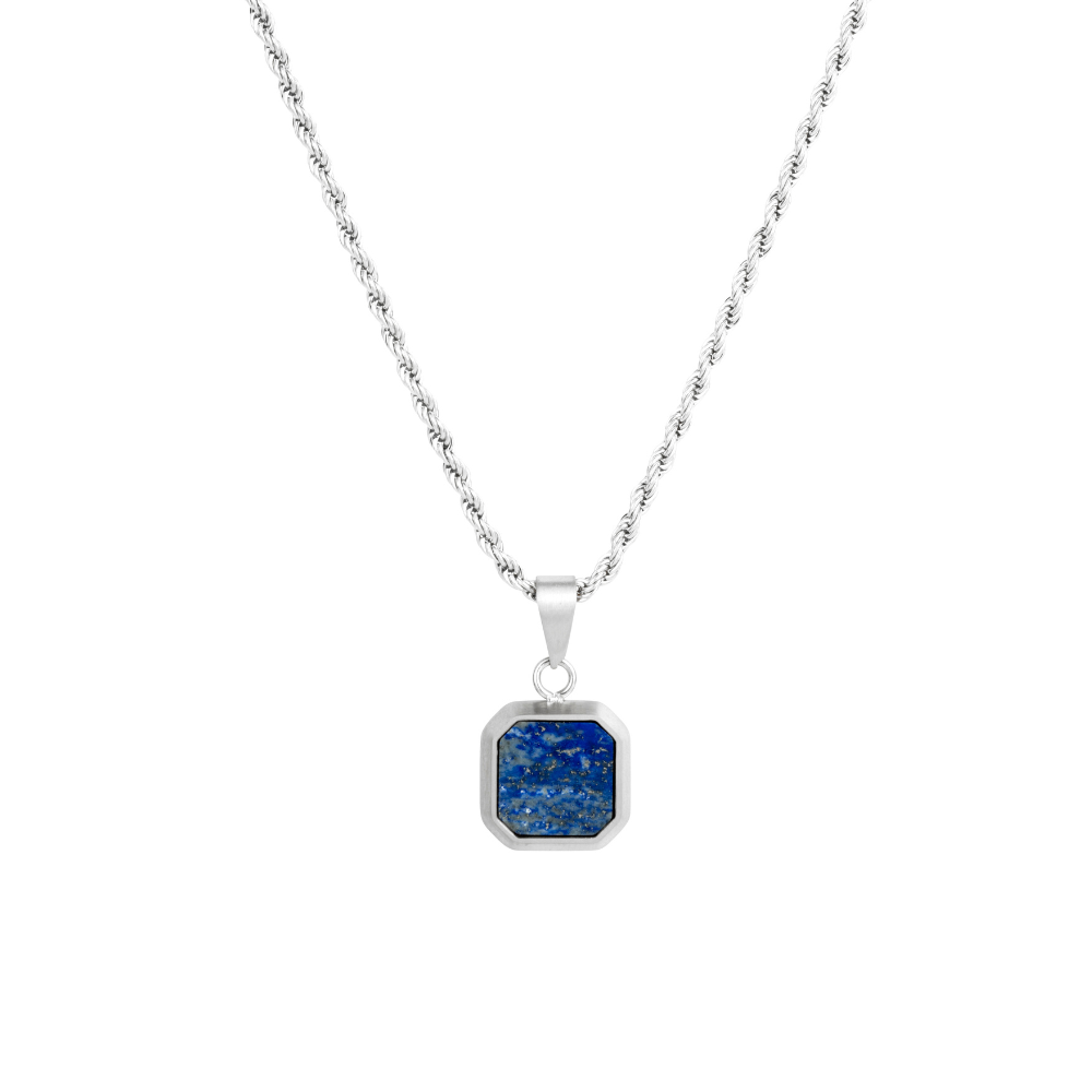 Blue & Silver Lapis Pendant Necklace For Men | Twistedpendant