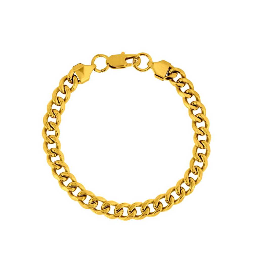 Men's Gold Cuban Thick Bracelet (8MM) - Mens Gold Bracelet Chain | Twistedpendant