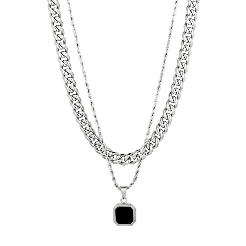 Black Onyx Pendant Gift Set - Mens Jewellery Gift Sets | Twistedpendant
