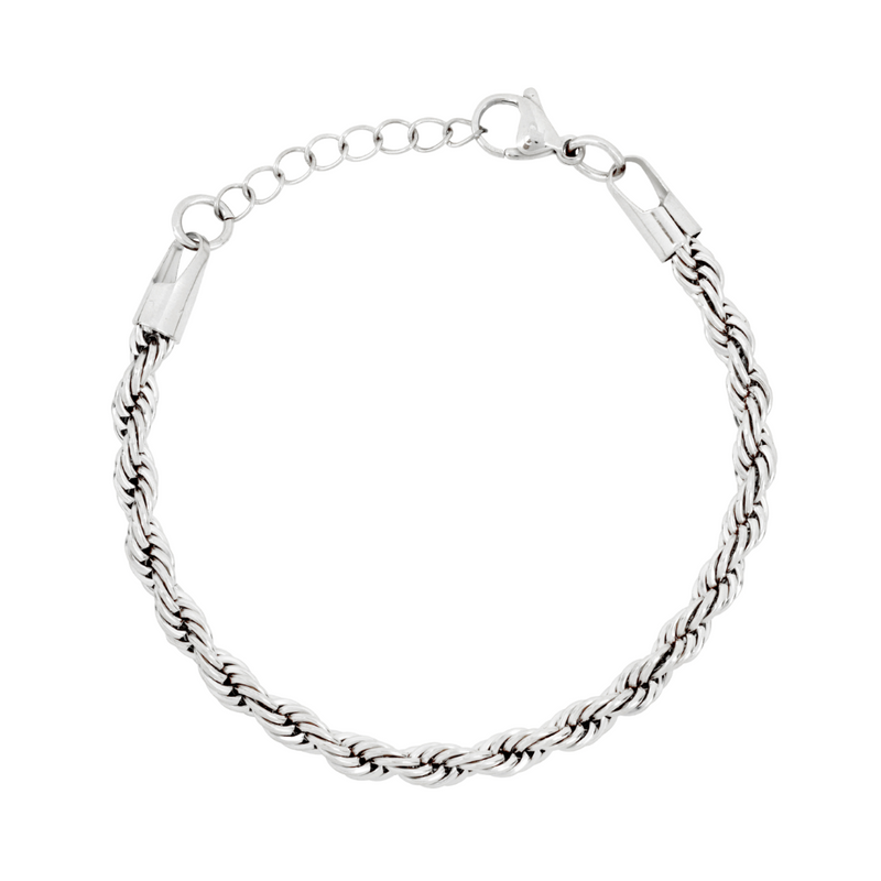 Men's Silver Rope Bracelet (5mm) - Silver Bracelet For Men | Twistedpendant