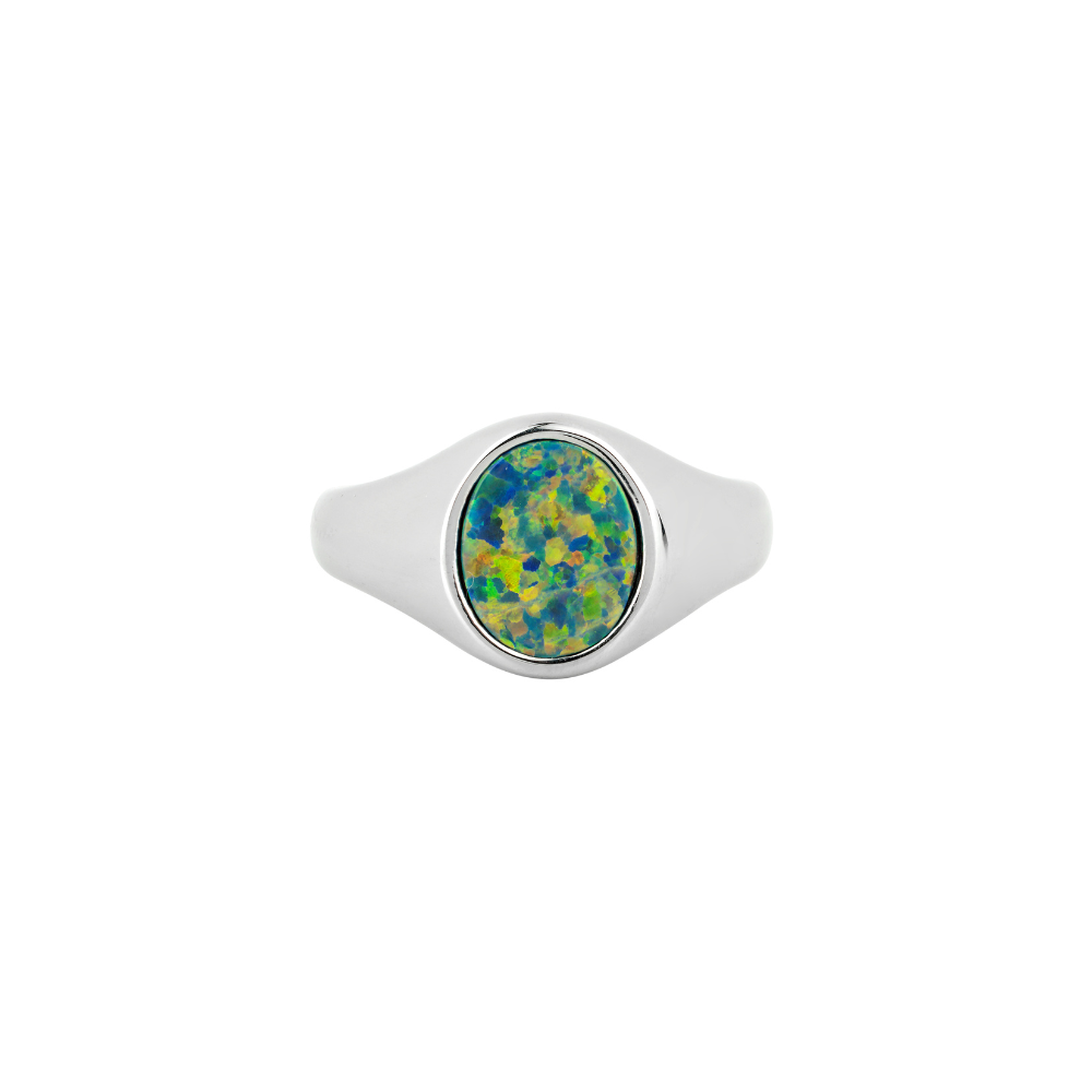 Silver Opal Signet Ring - Mens Rings | By Twistedpendant