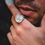 Men's Silver Ring - Buy St Michael Silver Signet Rings | Twistedpendant