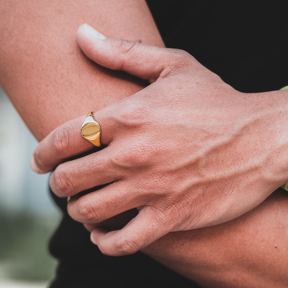 Gold Signet Ring Men - Mens Gold Rings | By Twistedpendant