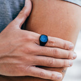 Large Black Signet Ring, Lapis Lazuli Ring - Mens Ring | By Twistedpendant