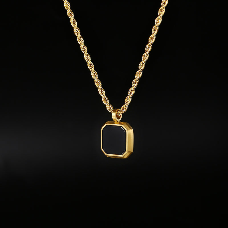 Black & Gold Onyx Pendant Necklace For Men | Twistedpendant