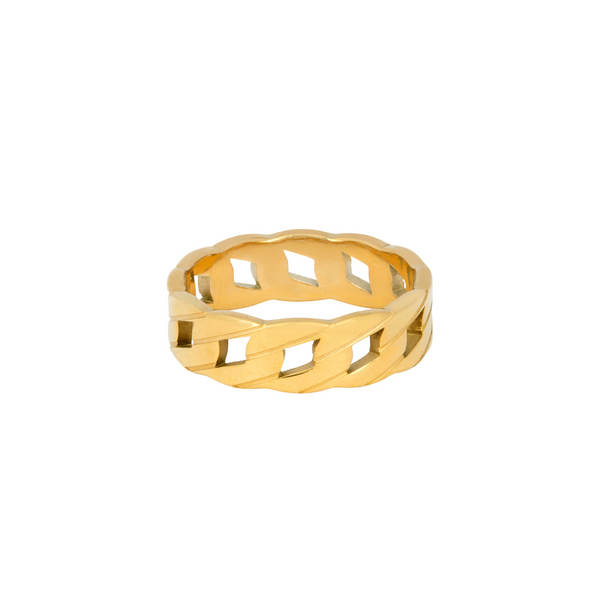 Mens Gold Cuban Ring | Shop Gold Band Rings for Men - By Twistedpendant