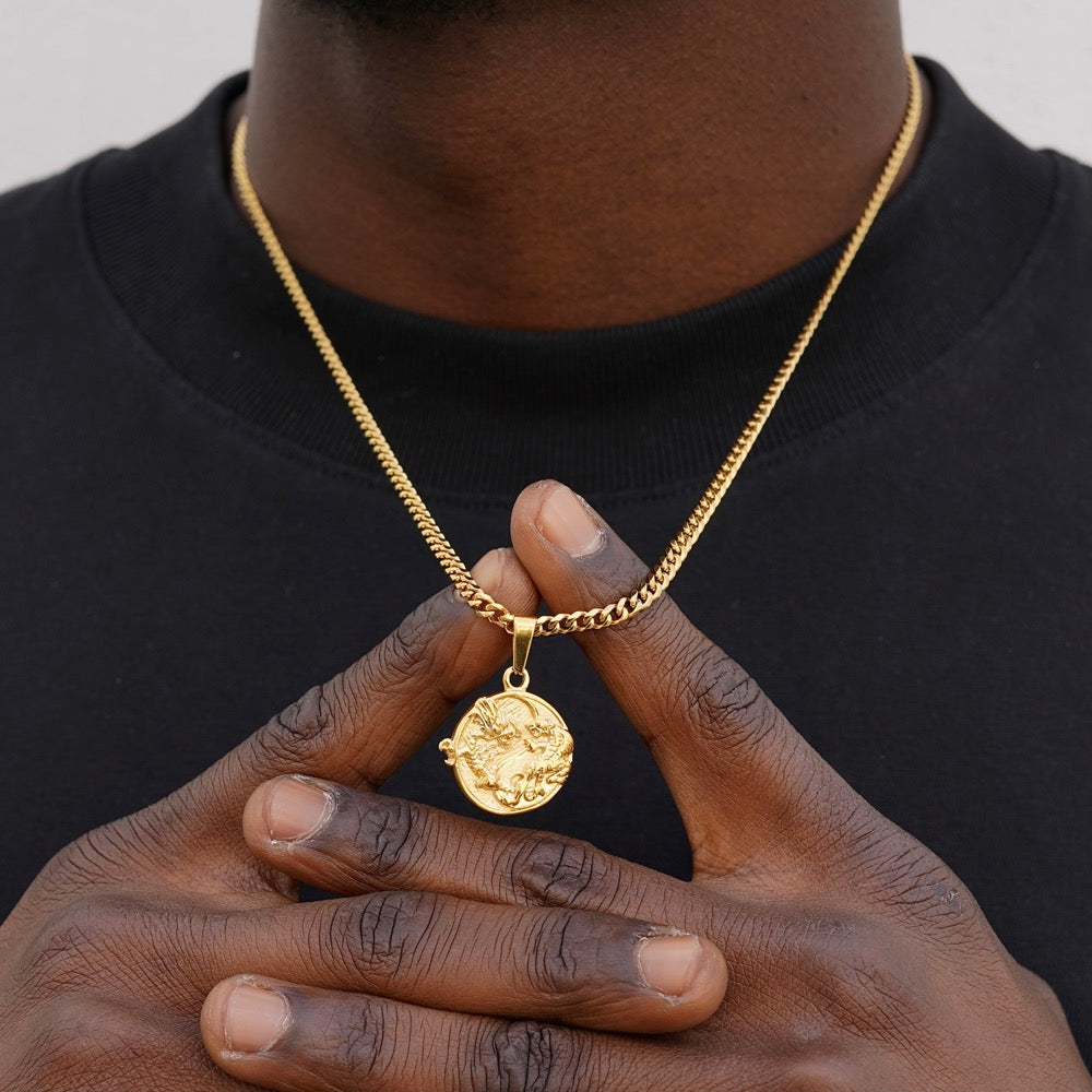 18K Gold Dragon Tiger Pendant | Ying Yang Necklace | Twistedpendant