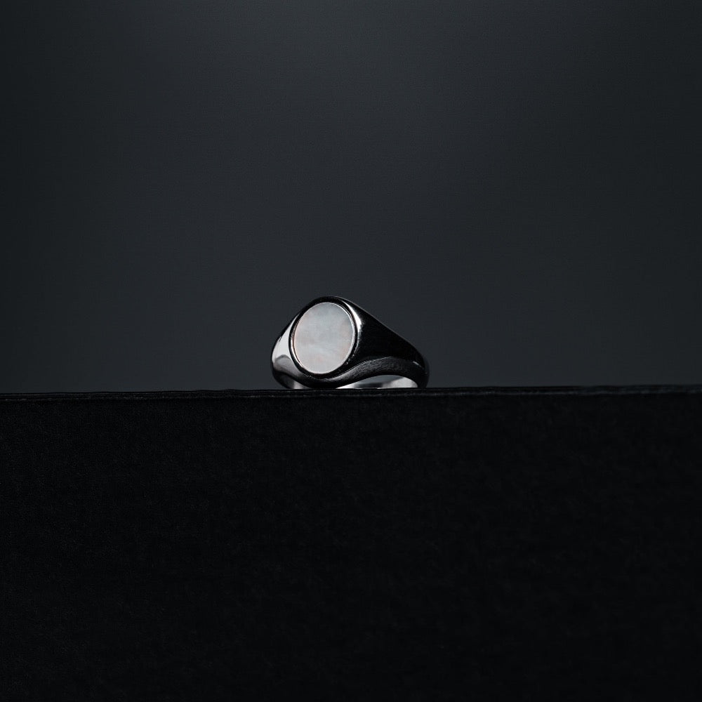 Pearl Signet Ring Men - Mens Silver Signet Rings - By Twistedpendant