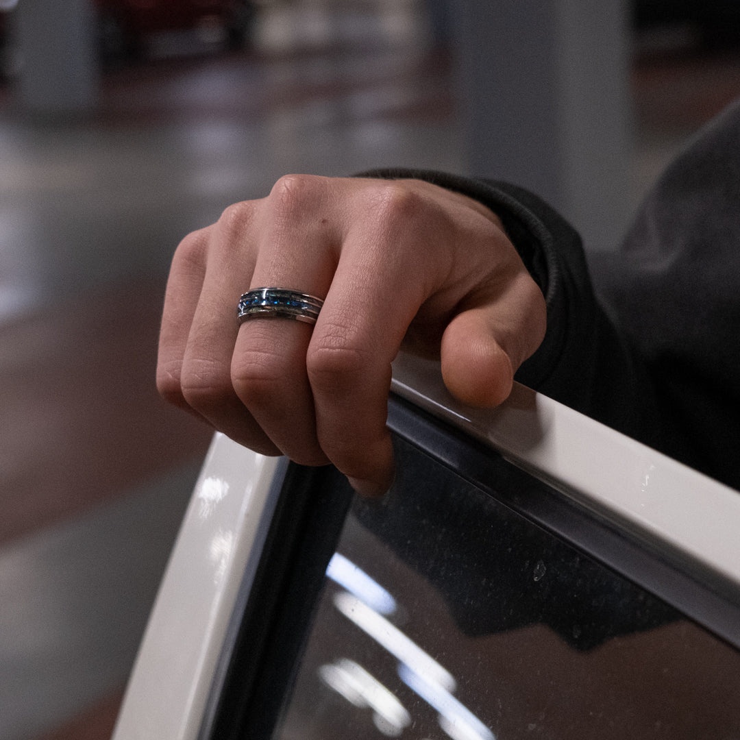 Silver Opal Band ring | Mens Silver Rings | Twistedpendant