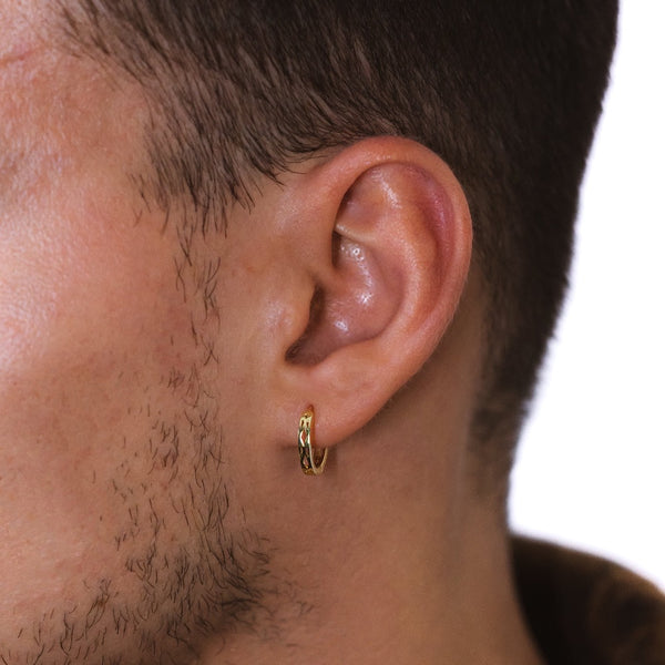 Mens Gold Hoop Earrings | Patterned Hoop Earrings - Twistedpendant