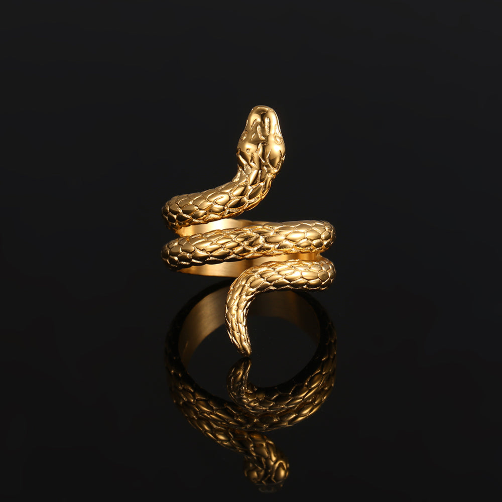 Men's Gold Snake Ring - Spiral Snake Ring for Men | Twistedpendant