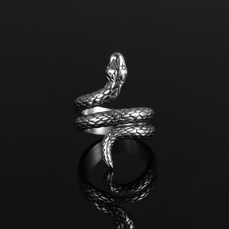 Men's Silver Snake Ring - Spiral Snake Ring for Men | Twistedpendant