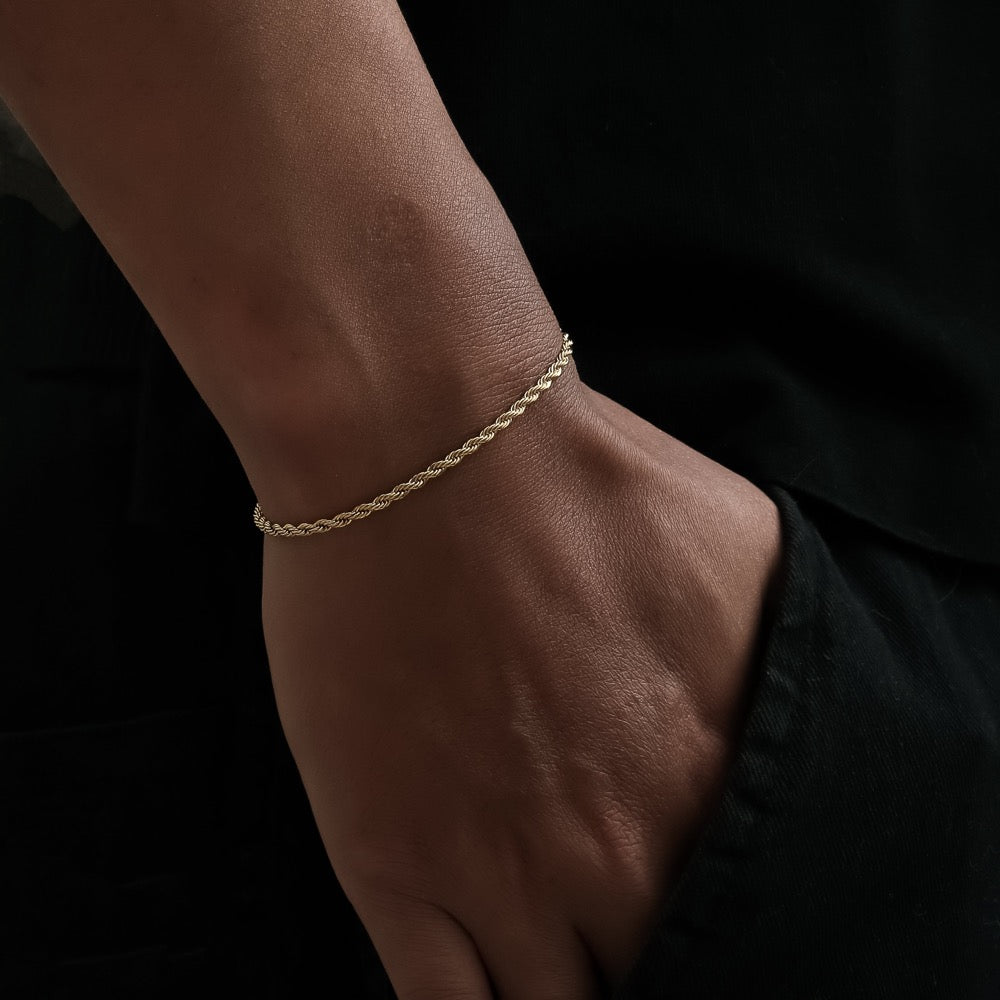 Men's Gold Rope Bracelet (2.5mm) - Gold Bracelet For Men | Twistedpendant