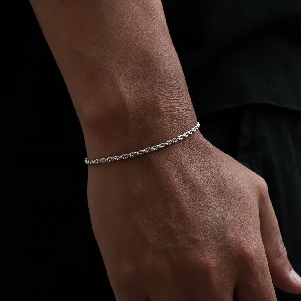 Men's Silver Rope Bracelet (2.5mm) - Silver Bracelet For Men | Twistedpendant