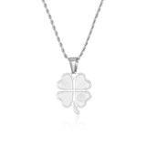 Men's Silver Four Leaf Clover - Men's Silver Necklace | Twistedpendant