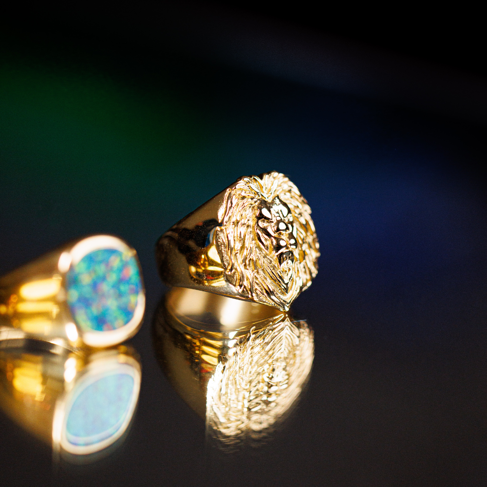 18K Gold Lion Ring - Mens Gold Signet Rings - By Twistedpendant