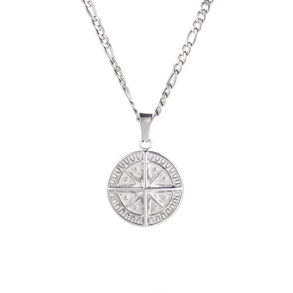 Men's Silver Compass Pendant Necklace - Men's Silver Necklace