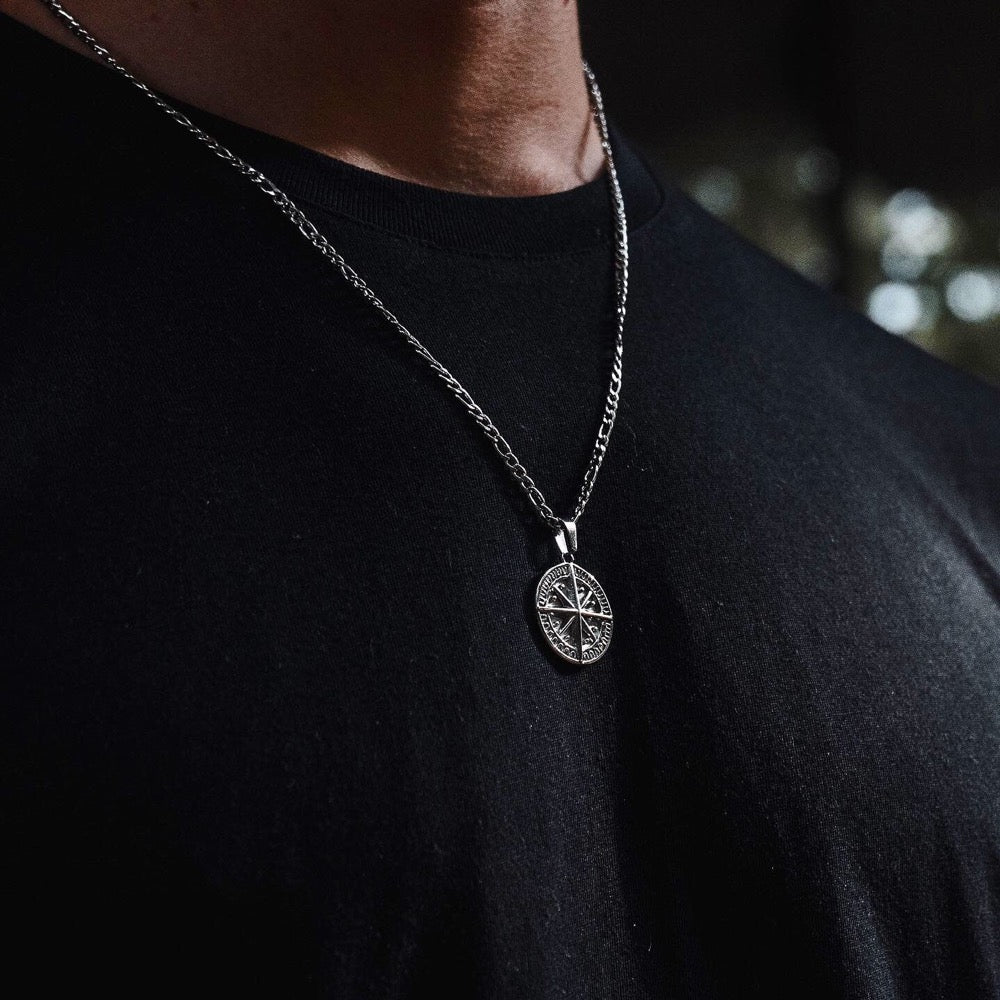 Mens Silver Compass Pendant Twistedpendant - Main Image