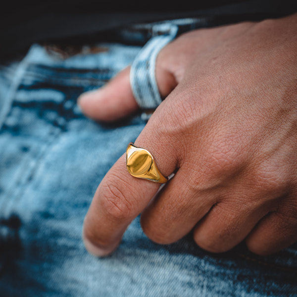 Gold Signet Ring Men - Mens Gold Rings | By Twistedpendant