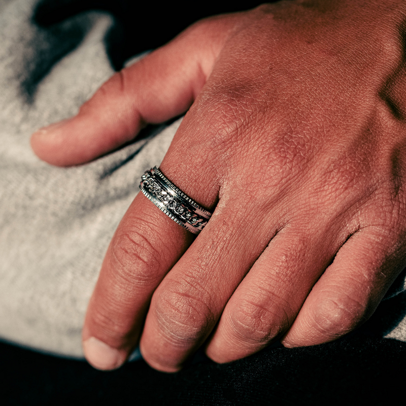 Mens Spinner Ring - Silver Band Rings for Men | Twistedpendant