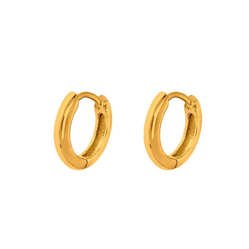 Mens Gold Hoop Earrings 18k Gold 12mm Mens Mini Huggie Hoop