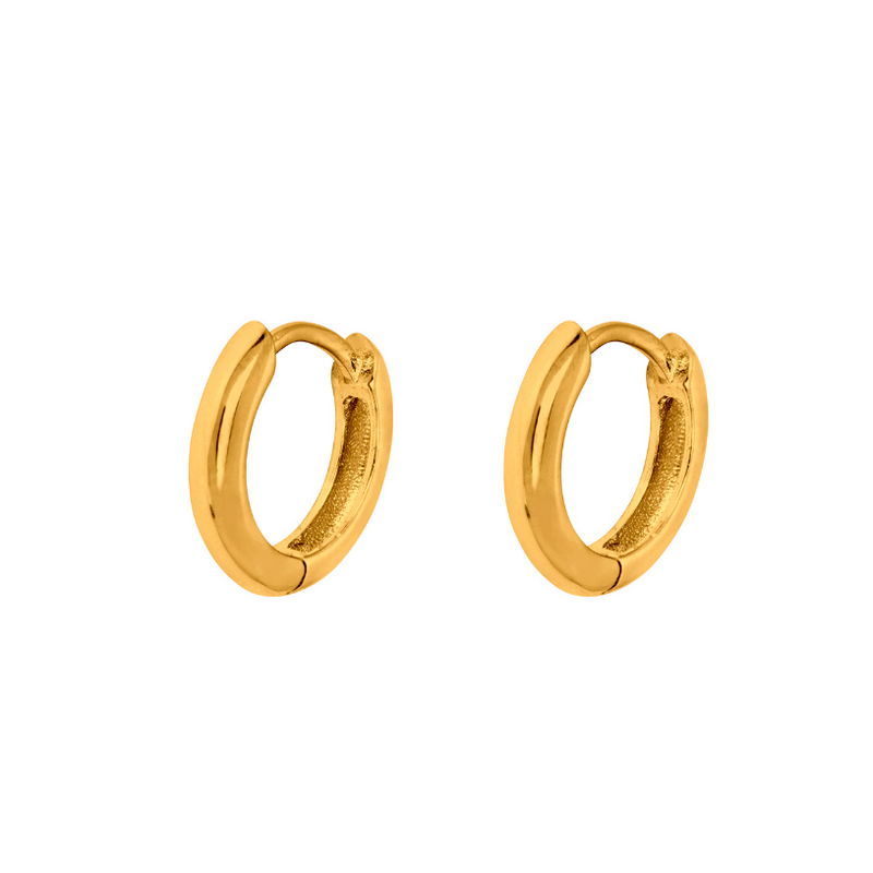 14k Gold Huggie Hoop Earrings (12MM) | Mens Earrings - Twistedpendant