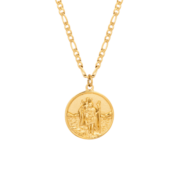 Mens Gold St Christopher Necklace - Mens Gold Necklace | Twistedpendant
