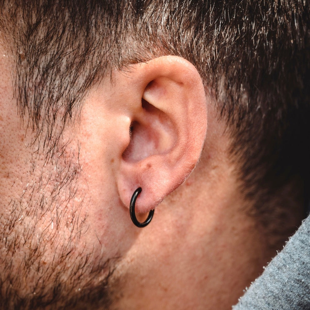 Black Hoop Earrings | Mens Earrings - Twistedpendant