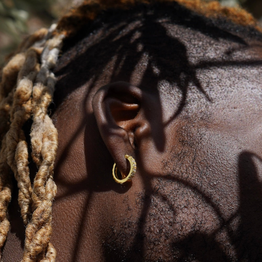 Sterling Silver Diamond Hoop Earrings | Mens Earrings - Twistedpendant