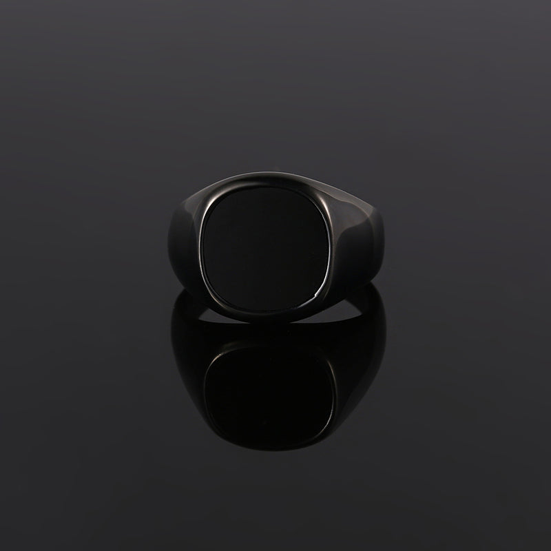 Large Black Signet Ring, Black Onyx Ring - Mens Ring | By Twistedpendant