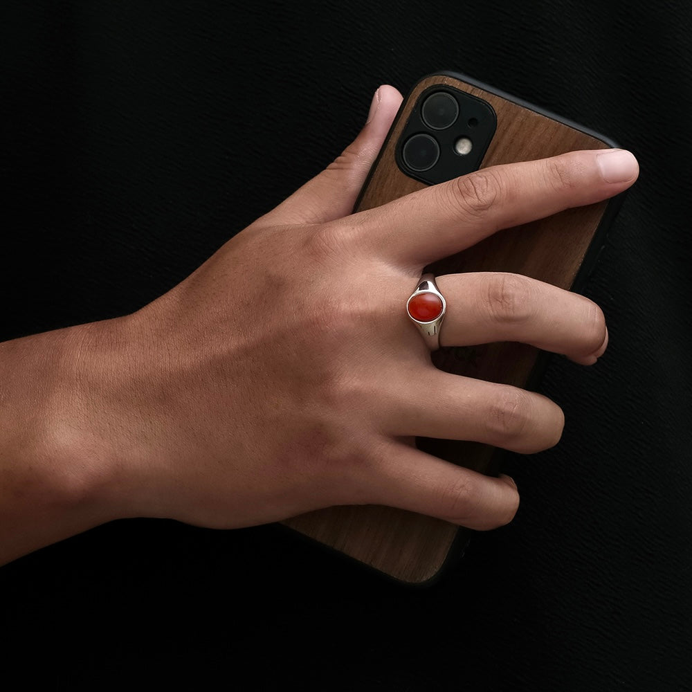 Red Agate signet Ring Men - Men's Signet Rings - By Twistedpendant
