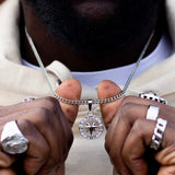 Silver Compass Men's Pendant Necklace | Twistedpendant