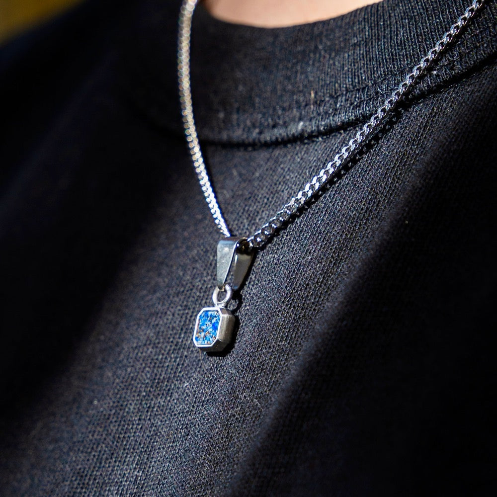 Mini Lapis Lazuli Pendant | Silver Necklace For Men - By Twistedpendant