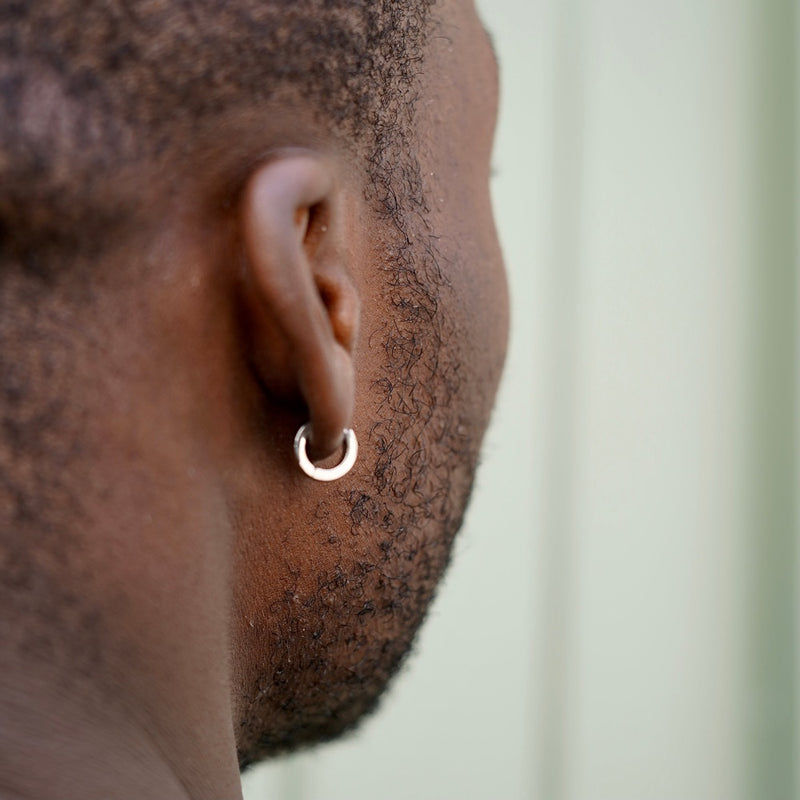 Thick Silver Huggie Hoop Earrings | Mens Earrings - Twistedpendant