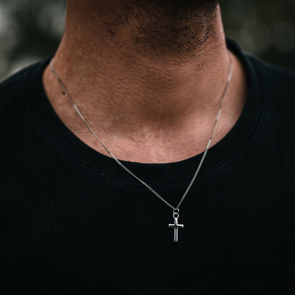 Mens Sterling Silver Cross Pendant - Mens Silver Necklace | Twistedpendant