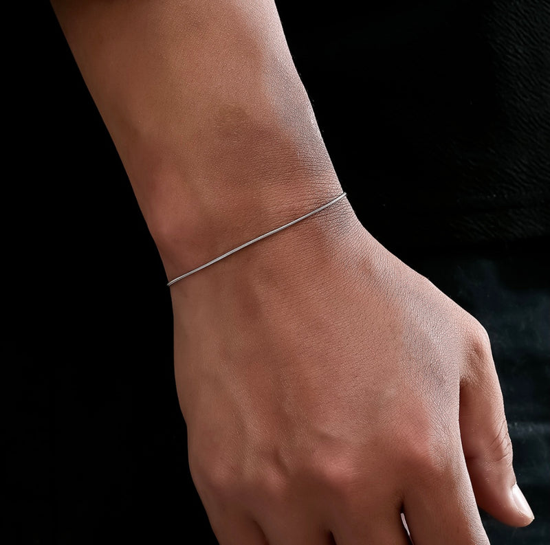 Thin Silver Snake Bracelet - Thin Bracelets For Men | By Twistedpendant