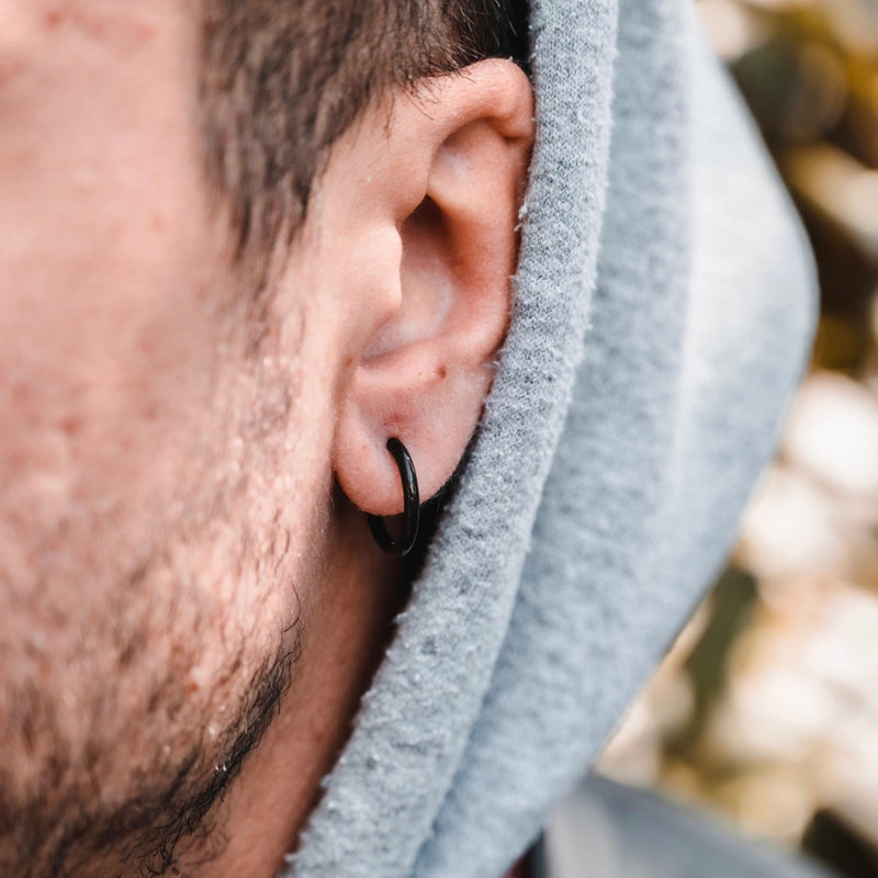 Black Hoop Earrings | Mens Earrings - Twistedpendant