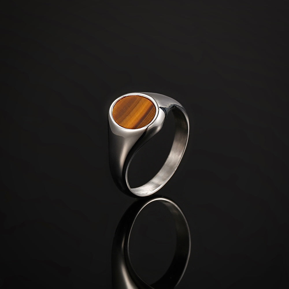 Tigers Eye Signet Ring Men - Mens Silver Signet Ring - By Twistedpendant