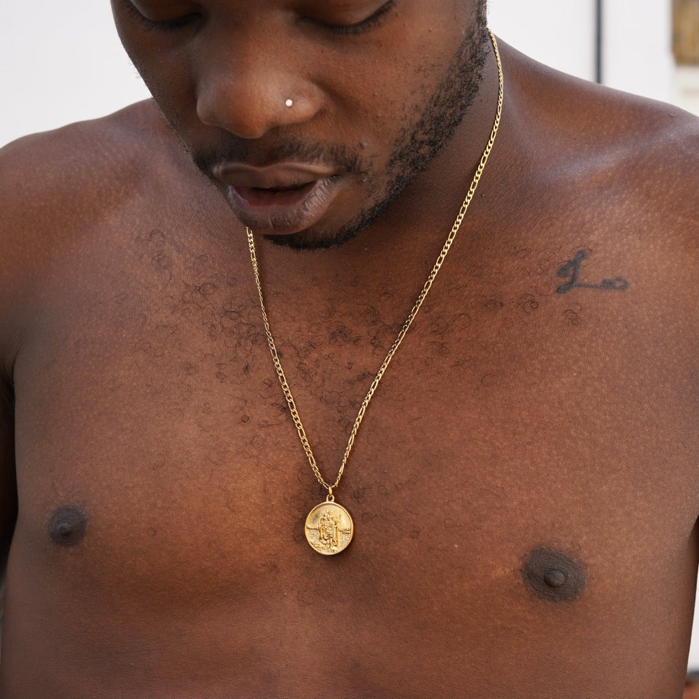 Mens Gold St Christopher Necklace - Mens Gold Necklace | Twistedpendant