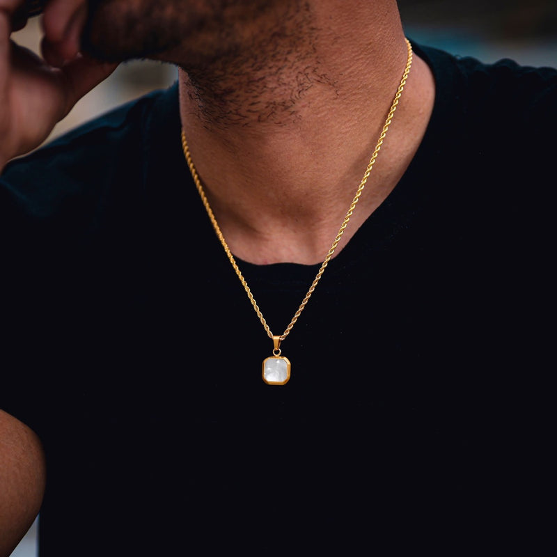 Men’s Black & Gold Onyx Pendant Necklace For Men Twistedpendant 20 / 18K Gold