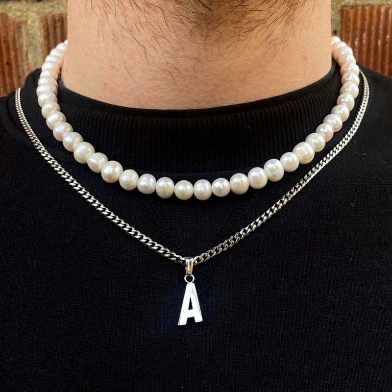 Initial necklace for men, men's letter chain necklace, personalized br –  Shani & Adi Jewelry