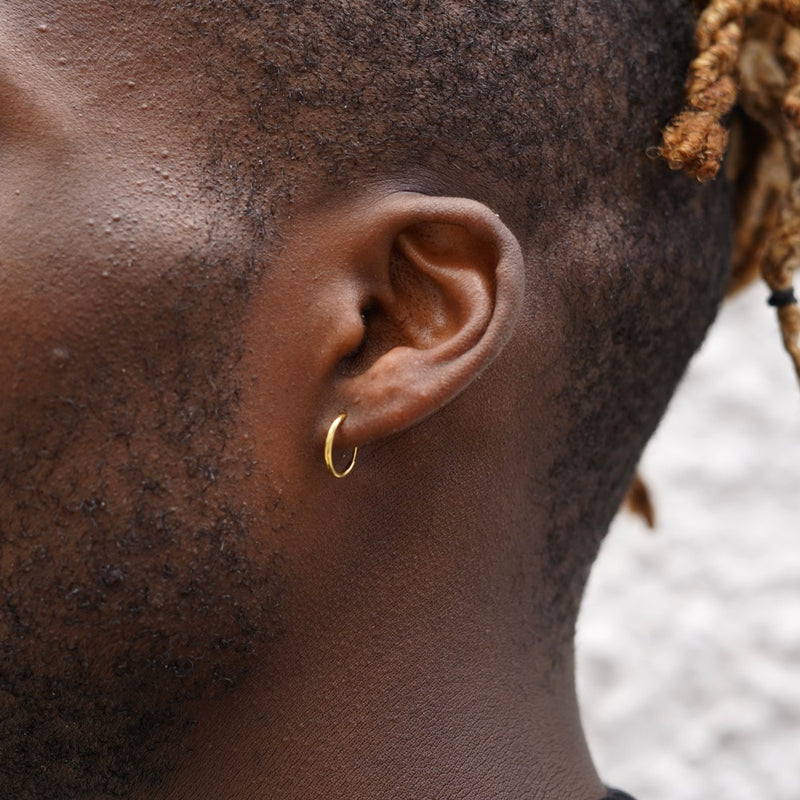 Large 18K Gold Hoop Earrings  Mens Gold Earrings  Twistedpendant