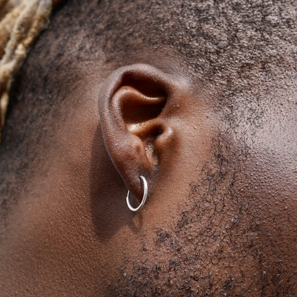 Large Silver Hoop Earrings | Mens Silver Earrings - Twistedpendant