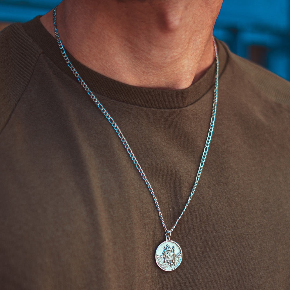 St Christopher Necklace - White Gold, Yellow Gold, Silver